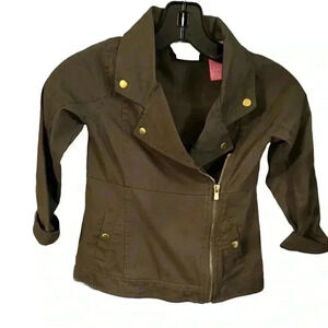 Isaac Mizrahi / Madeline Bergman girls green moto jacket. Size 5T